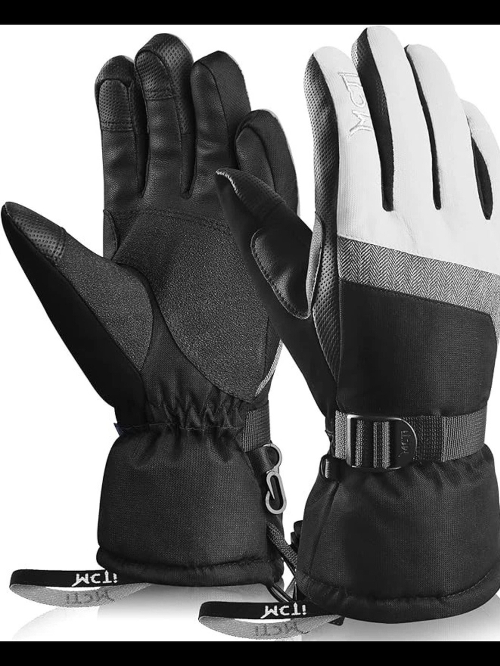 MCTi Men's Black/White/Grey Insulated Ski/Snowboarding Gloves Medium Nwt 3M